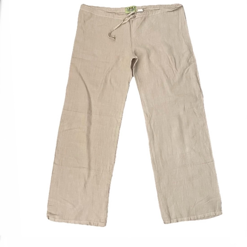 Juicy Couture Tan Linen Drawstring Wide Leg Pants